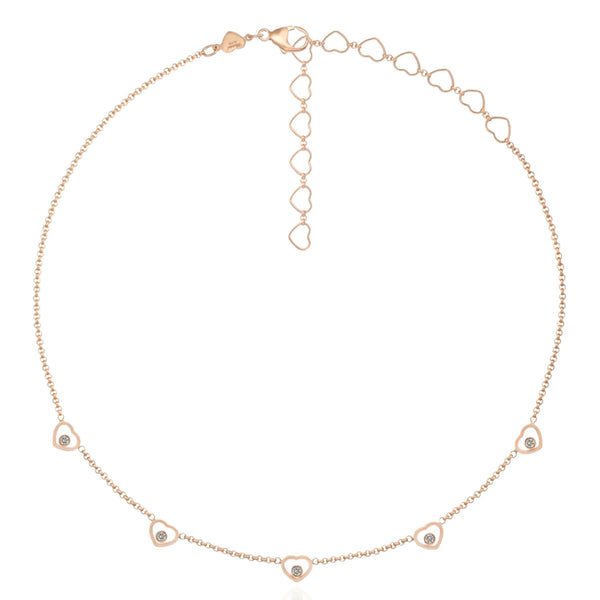 Happy Hearts 5 Coeurs 18ct Rose Gold Necklace