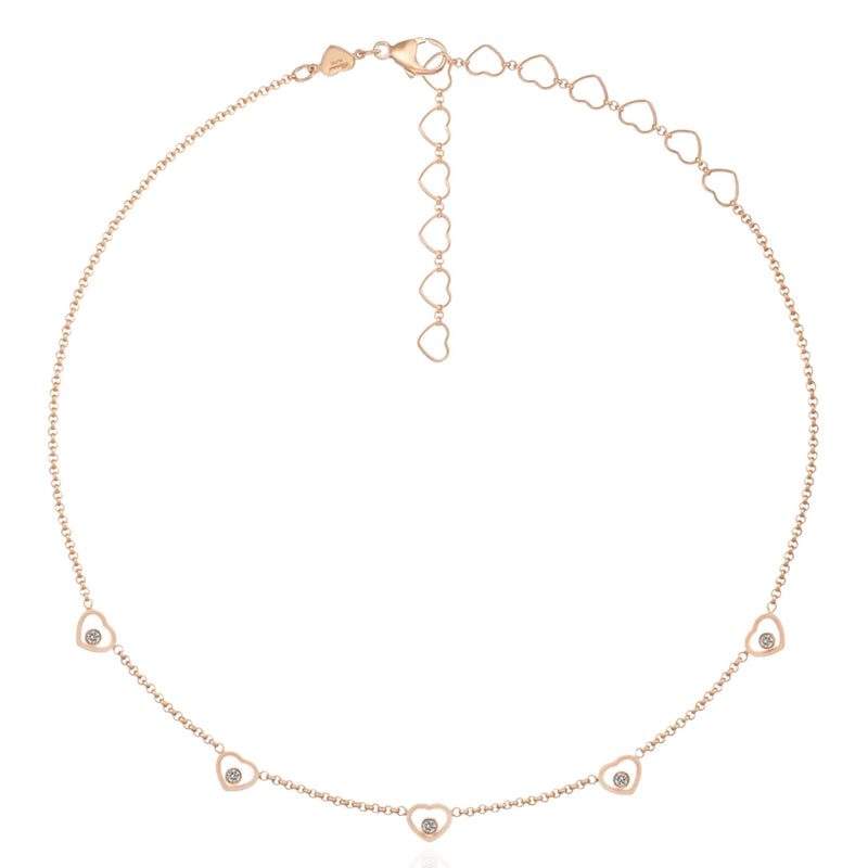 Happy Hearts 5 Coeurs 18ct Rose Gold Necklace
