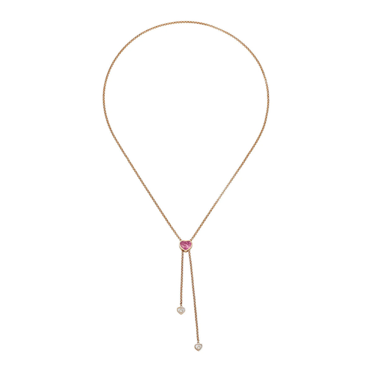 Chopard Happy Hearts 18ct Rose Gold Pink Mother of Pearl and Diamond Tie Necklace - Berry's Jewellers
