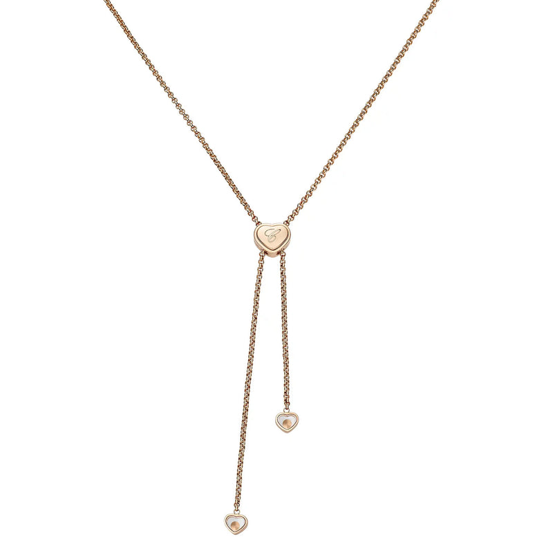Happy Hearts 18ct Rose Gold Pink Mother of Pearl and Diamond Tie Necklace