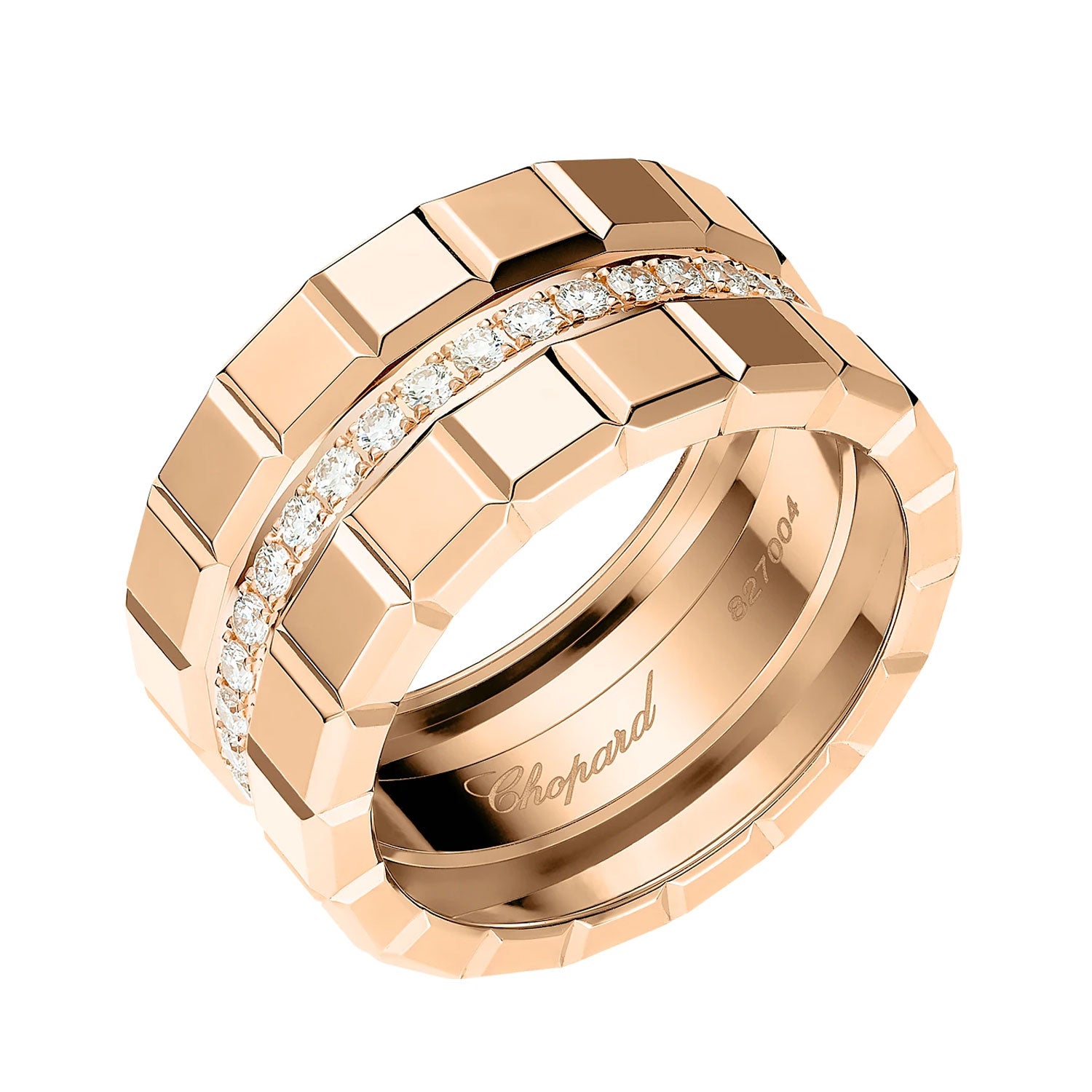 Chopard 18ct Rose Gold Ice Cube 3 Row Diamond Set Ring - Berry's Jewellers