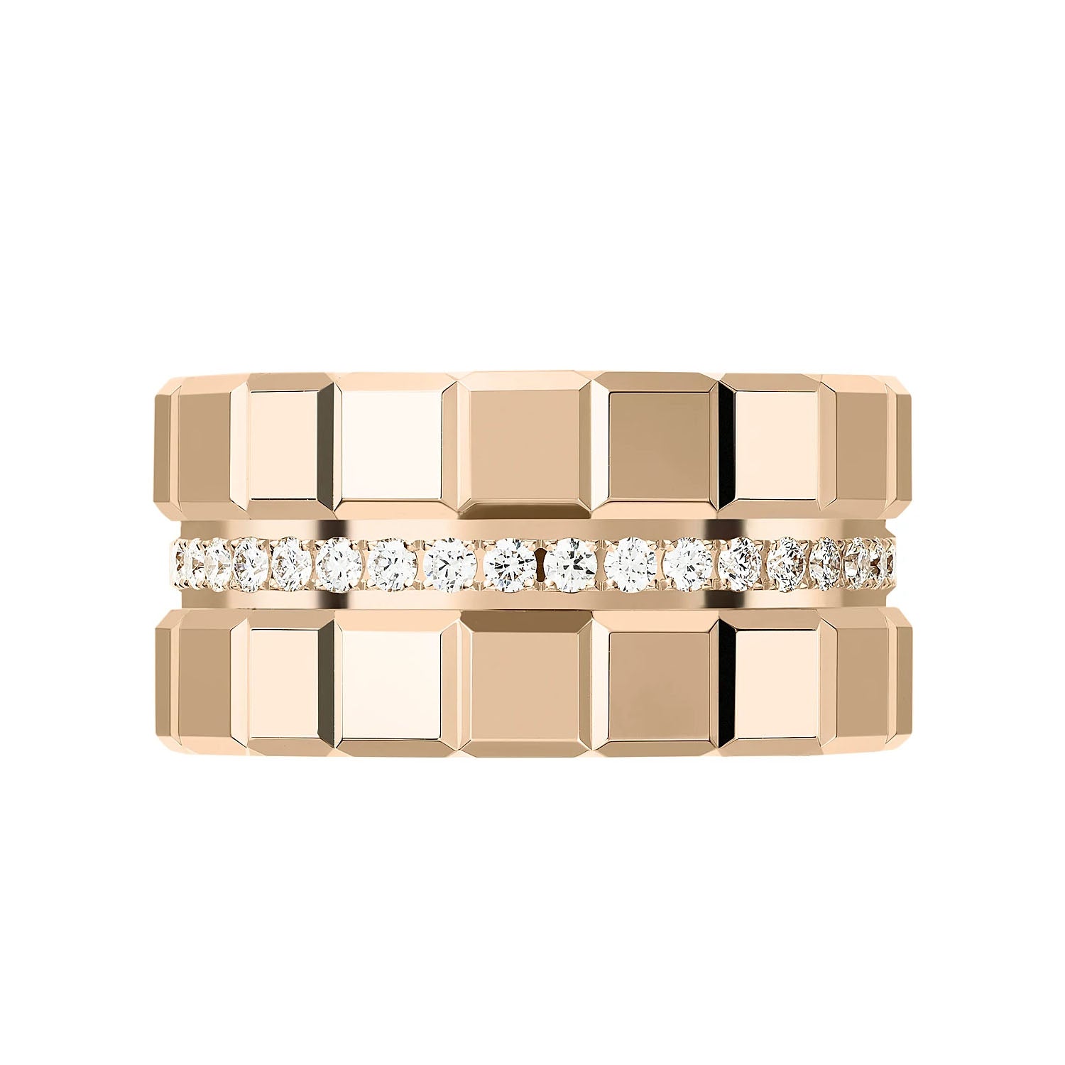 Chopard 18ct Rose Gold Ice Cube 3 Row Diamond Set Ring - Berry's Jewellers