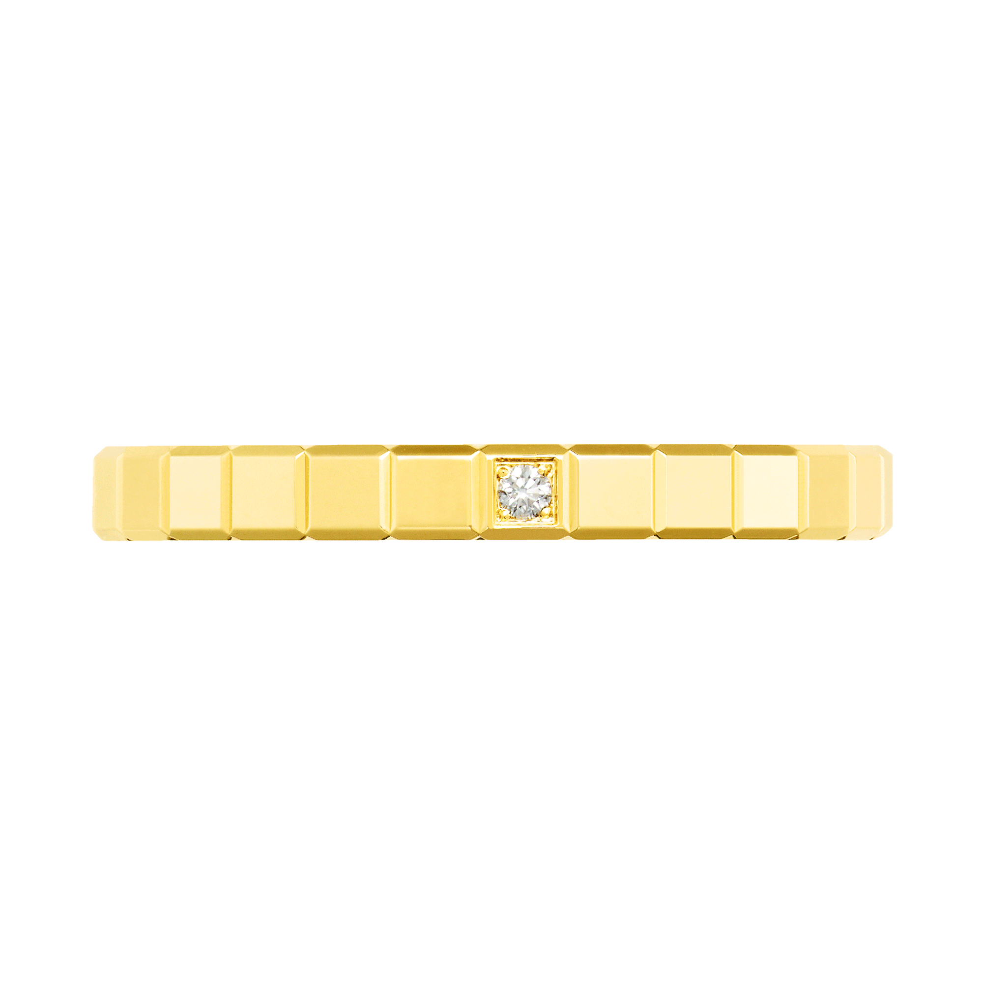 18ct Yellow Gold Ice Cube Ring Set With A Single Diamond