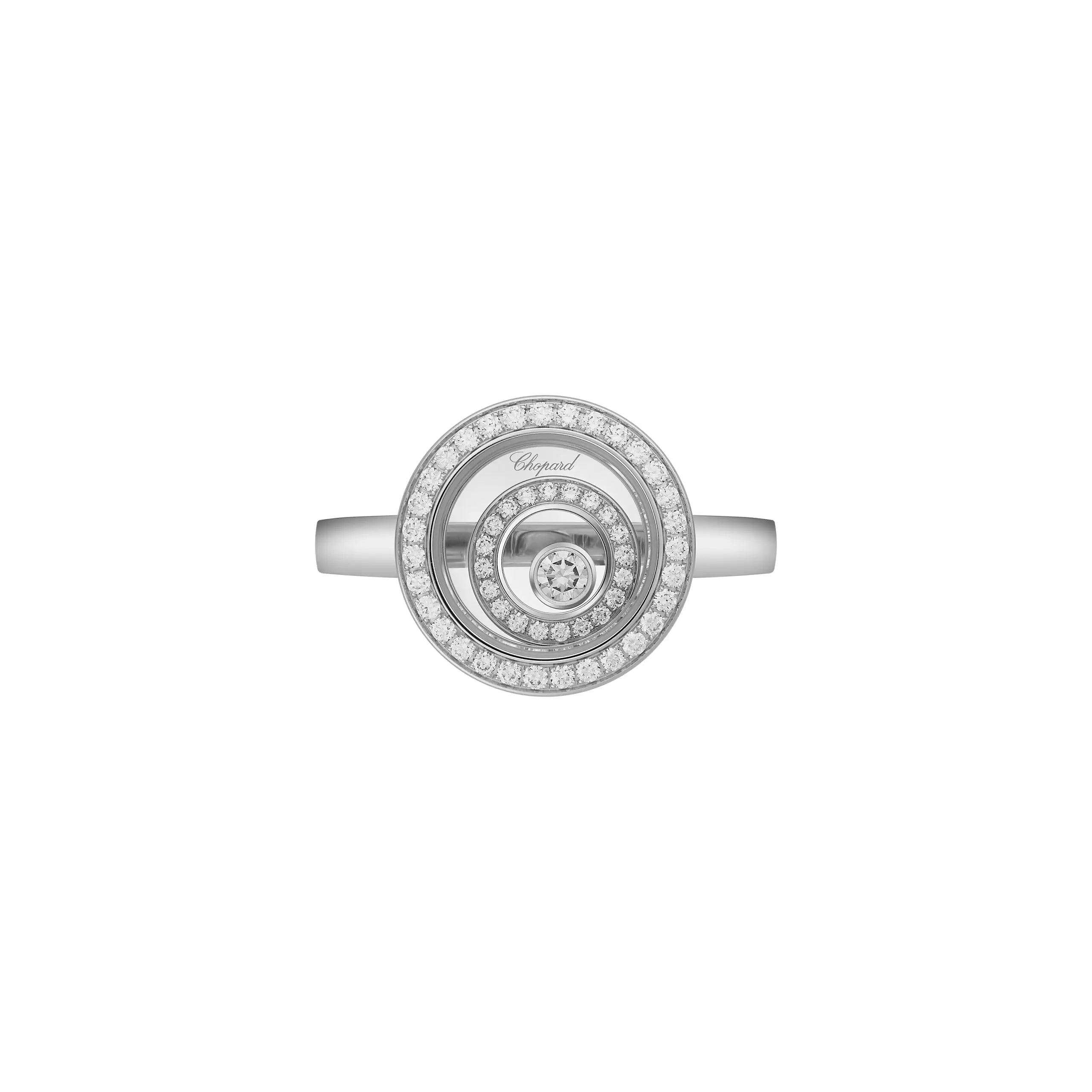 Chopard Happy Diamonds Happy Spirit 18ct White Gold Three Row Diamond Halo Dress Ring - Berry's Jewellers