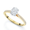 18ct Yellow Gold GIA Certificated Oval Solitaire Diamond Ring With Diamond Shoulders