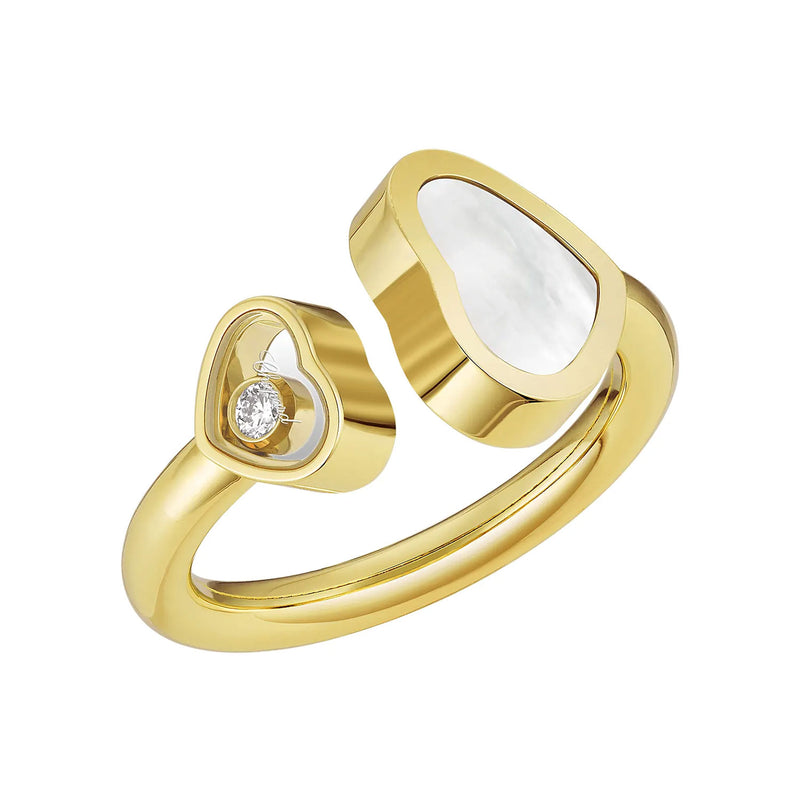 Happy Hearts 18ct Yellow Gold Diamond & Mother of Pearl Dress Ring