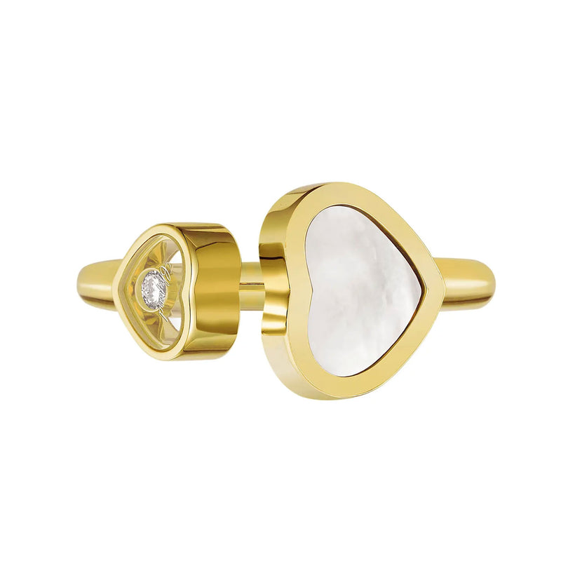 Happy Hearts 18ct Yellow Gold Diamond & Mother of Pearl Dress Ring