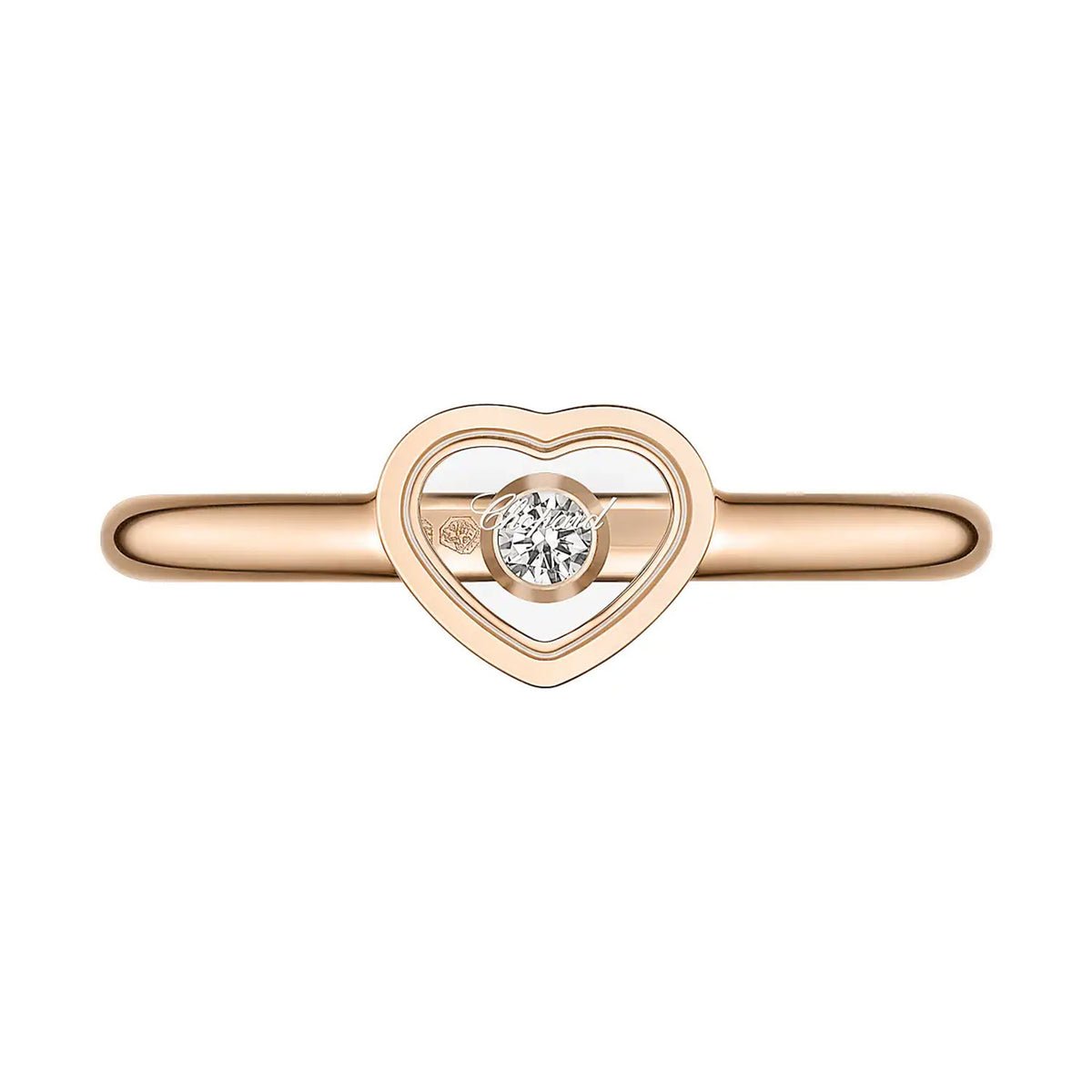 Chopard 18ct Rose Gold My Happy Hearts Ring With Single Floating Diamond - Berry's Jewellers