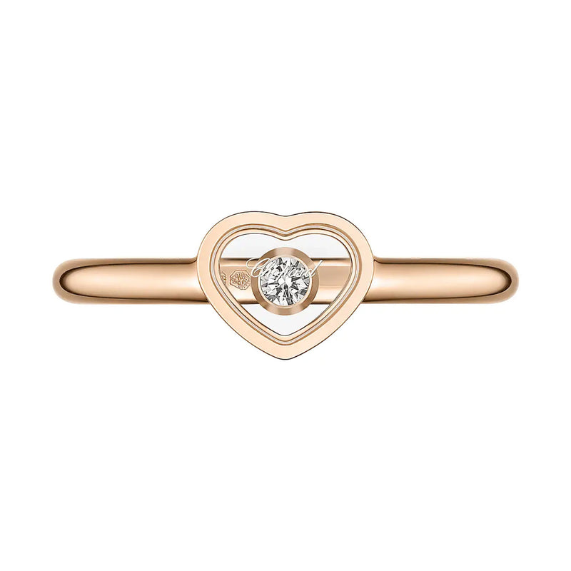 Chopard 18ct Rose Gold My Happy Hearts Ring With Single Floating Diamond - Berry's Jewellers