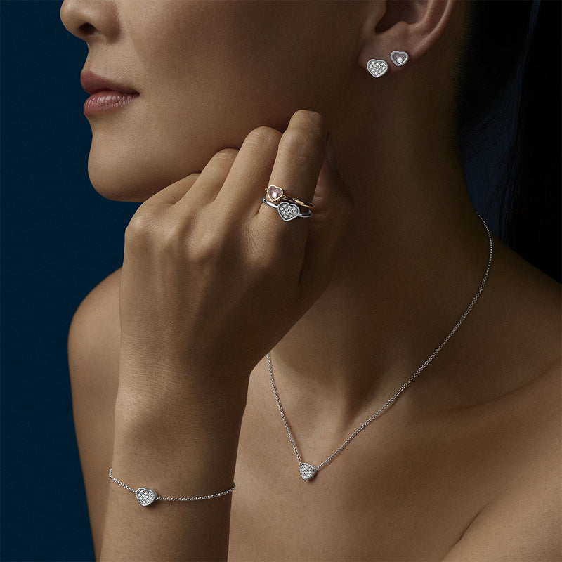 Chopard 18ct Rose Gold My Happy Hearts Ring With Single Floating Diamond - Berry's Jewellers