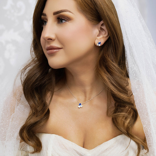 Berry's 18ct White Gold Mixed Cut Sapphire And Diamond Rub Over Pendant - Berry's Jewellers