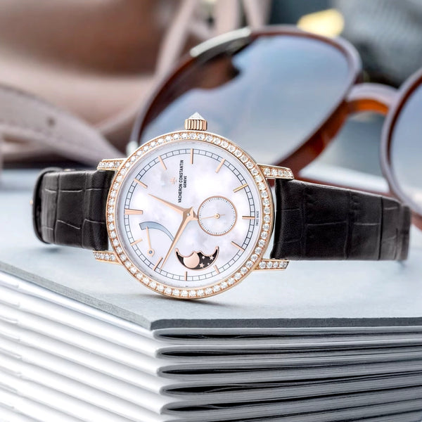 Vacheron Constantin Traditionnelle Moon Phase 18ct Pink Gold Diamond Set Ladies Watch - Berry's Jewellers