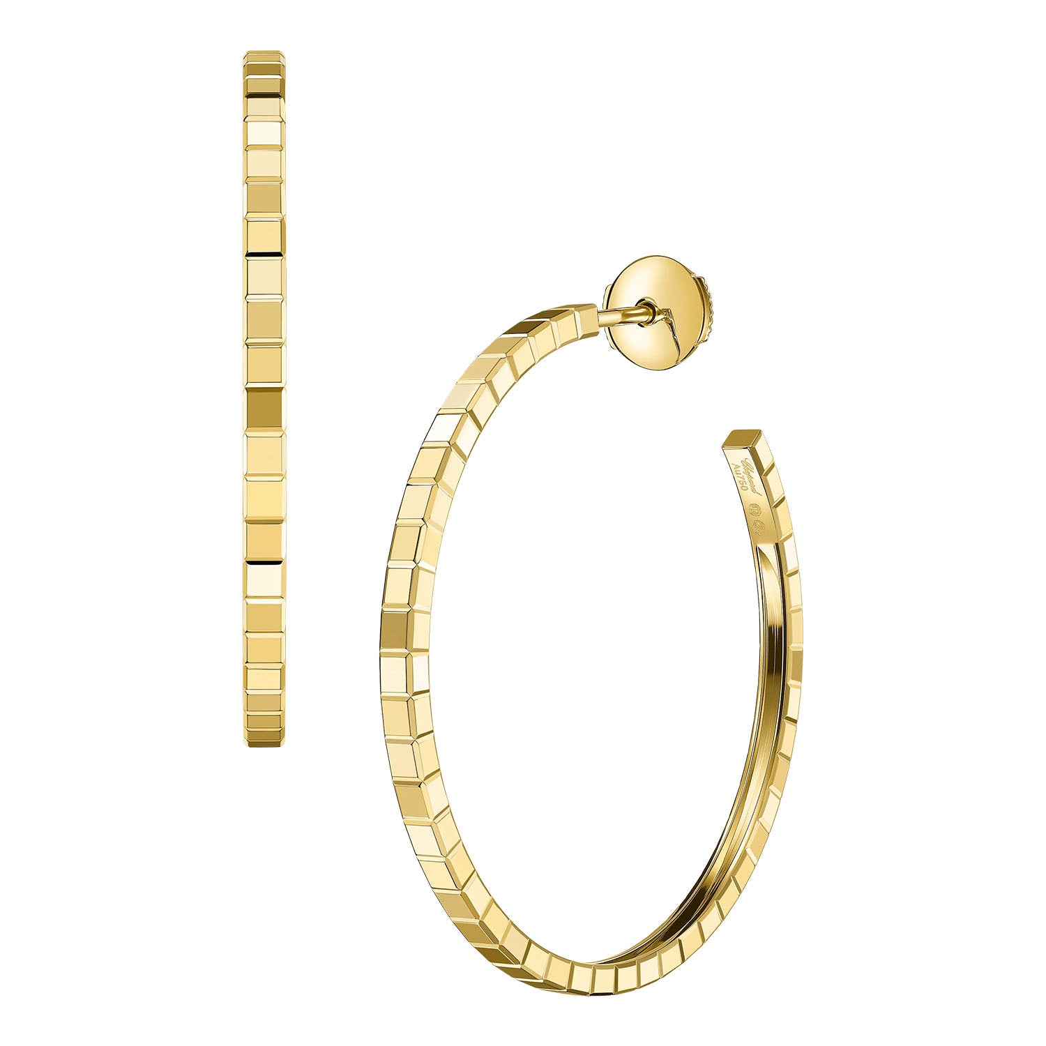 18ct Yellow Gold Ice Cube Mini Large Hoop Earrings