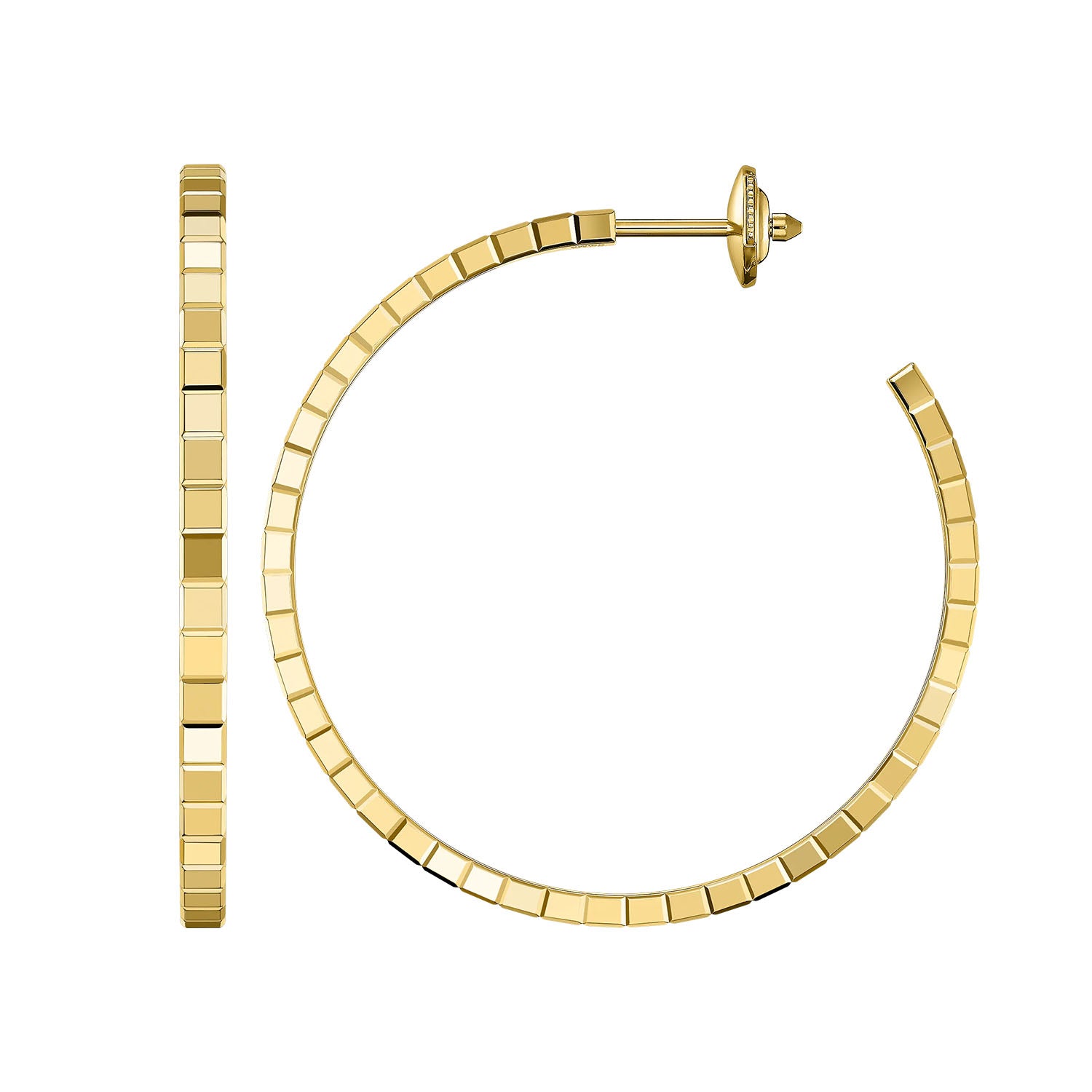 18ct Yellow Gold Ice Cube Mini Large Hoop Earrings