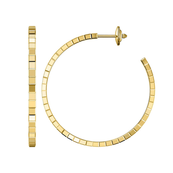 18ct Yellow Gold Ice Cube Mini Large Hoop Earrings