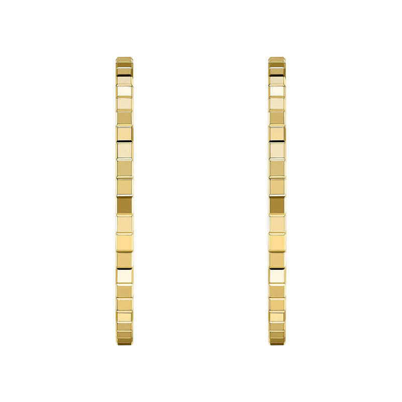 18ct Yellow Gold Ice Cube Mini Large Hoop Earrings