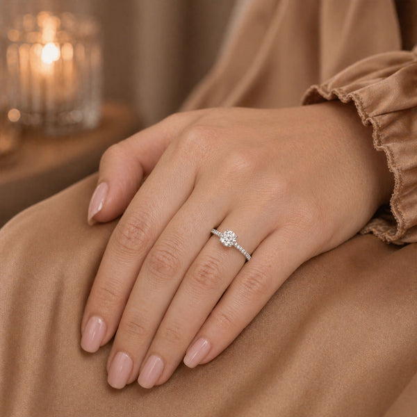 Berry's Simply Solitaire Collection Platinum Set Diamond Solitaire Engagement Ring With Diamond Shoulders GIA Certified 1