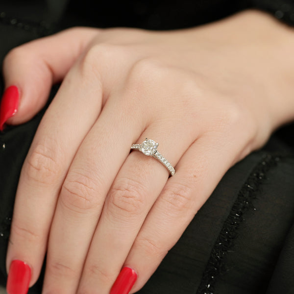 Berry's Simply Solitaire Collection Platinum Set Diamond Solitaire Engagement Ring With Diamond Shoulders GIA Certified 1