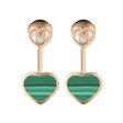 18ct Rose Gold Happy Hearts Malachite & Diamond Drop Earrings