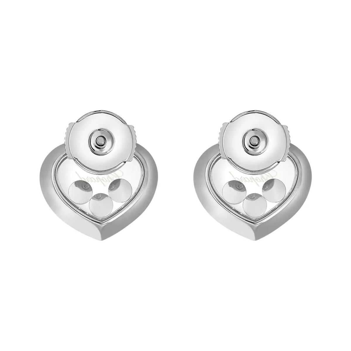 Chopard Happy Three Diamonds Icons 18ct White Gold Heart Earrings - Berry's Jewellers