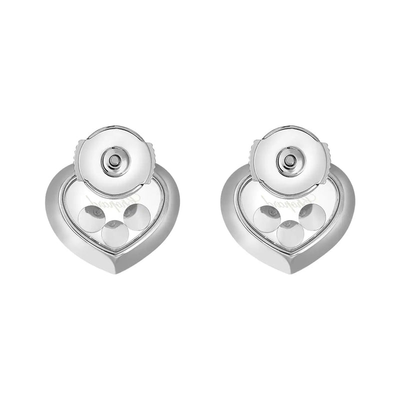 Chopard Happy Three Diamonds Icons 18ct White Gold Heart Earrings - Berry's Jewellers