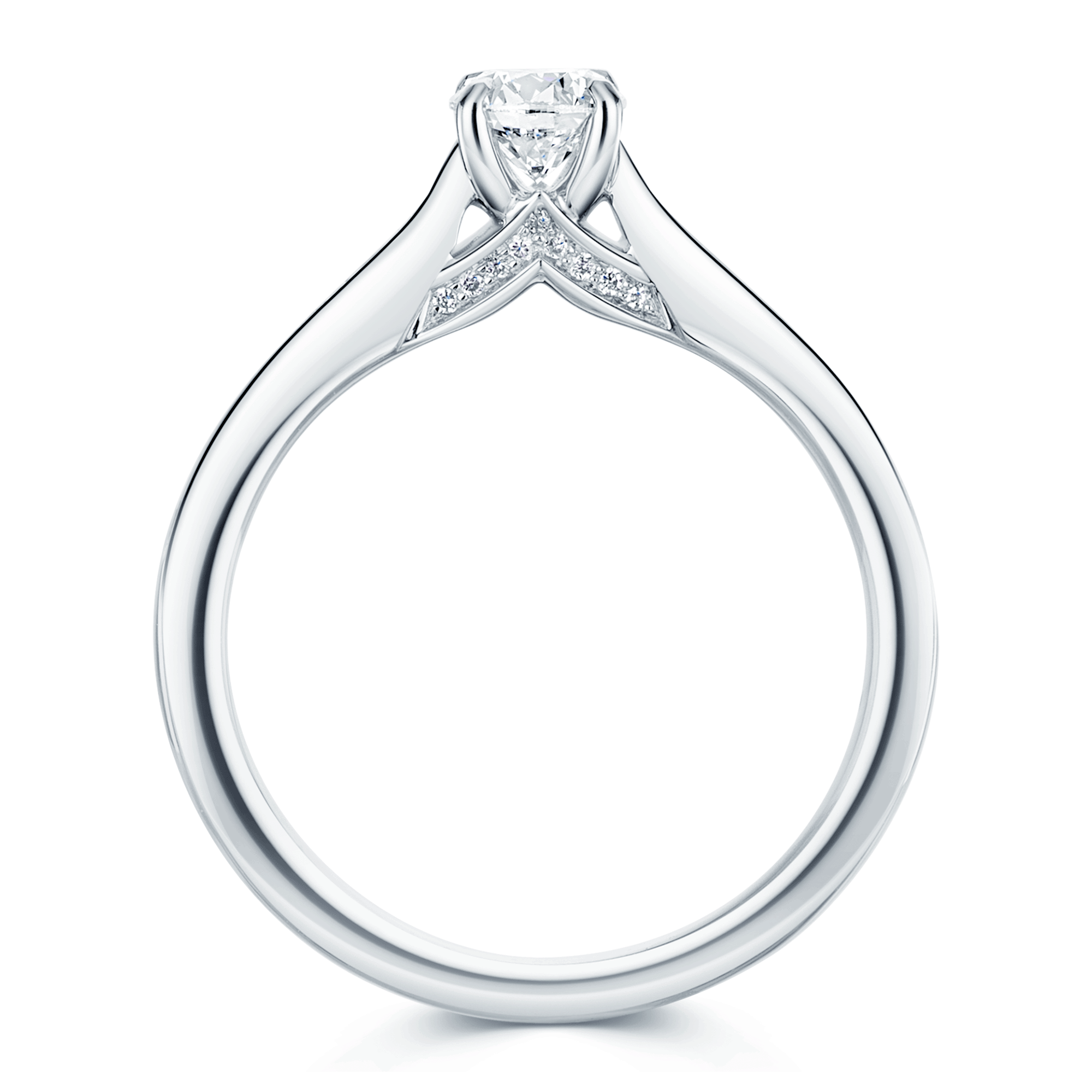 Platinum GIA Certificated Round Brilliant Cut Diamond Ring With Diamond Shoulders