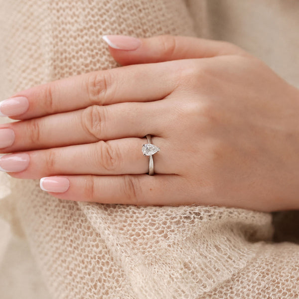 Platinum GIA Certificated Pear Cut Diamond Engagement Ring