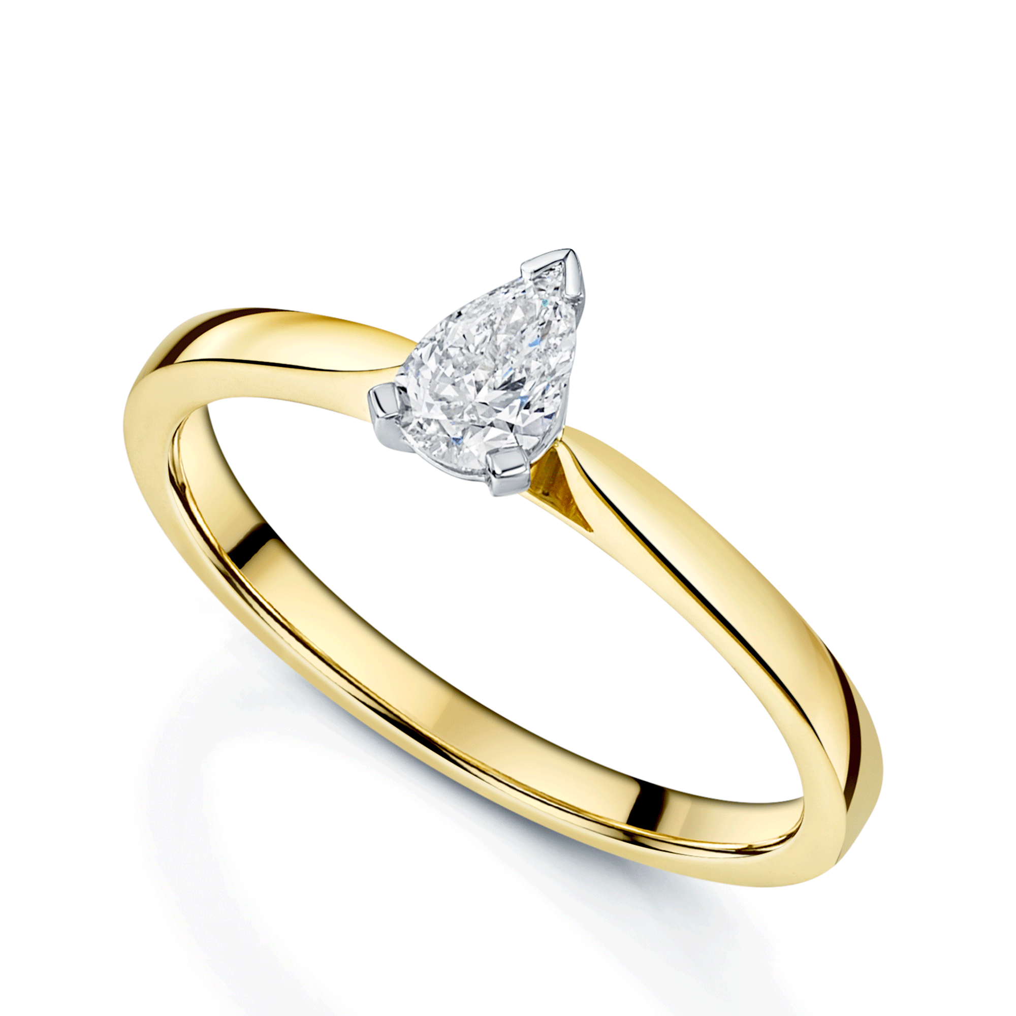 18ct Yellow Gold Pear Cut Diamond Engagement Ring