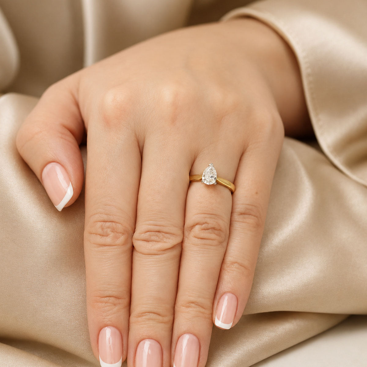 18ct Yellow Gold Pear Cut Diamond Engagement Ring