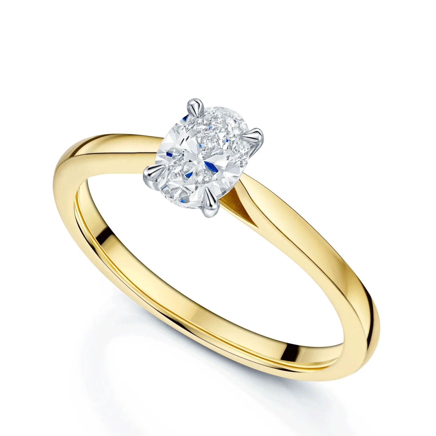 18ct Yellow Gold GIA Certificated Oval Cut Diamond Solitaire Ring