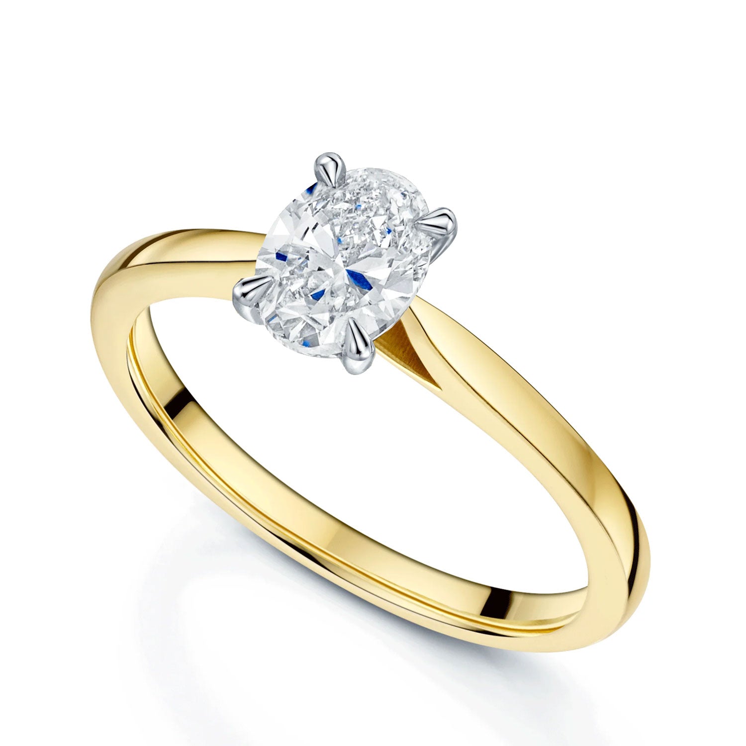 18ct Yellow Gold GIA Certificated Oval Cut Diamond Solitaire Ring