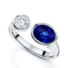 Berry's Platinum Toi Et Moi Oval Cut Sapphire And Round Brilliant Diamond Two Stone Rub Over Set Ring - Berry's Jewellers