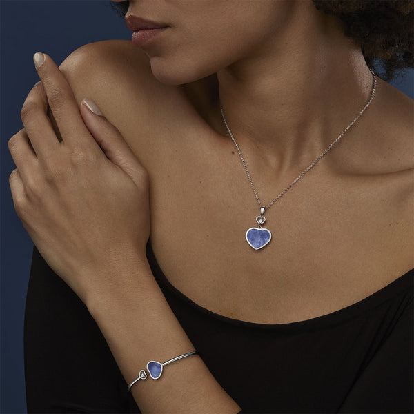 Chopard 18ct White Gold Happy Hearts Blue Mother Of Pearl & Diamond Bangle - Berry's Jewellers