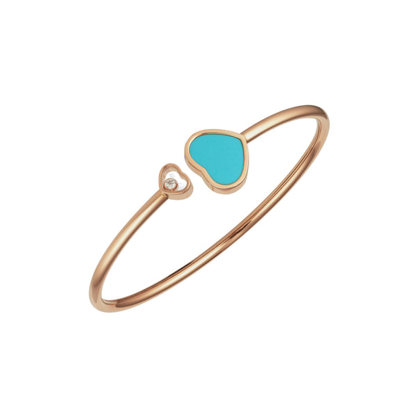 18ct Rose Gold Happy Hearts Turquoise and Diamond Bangle