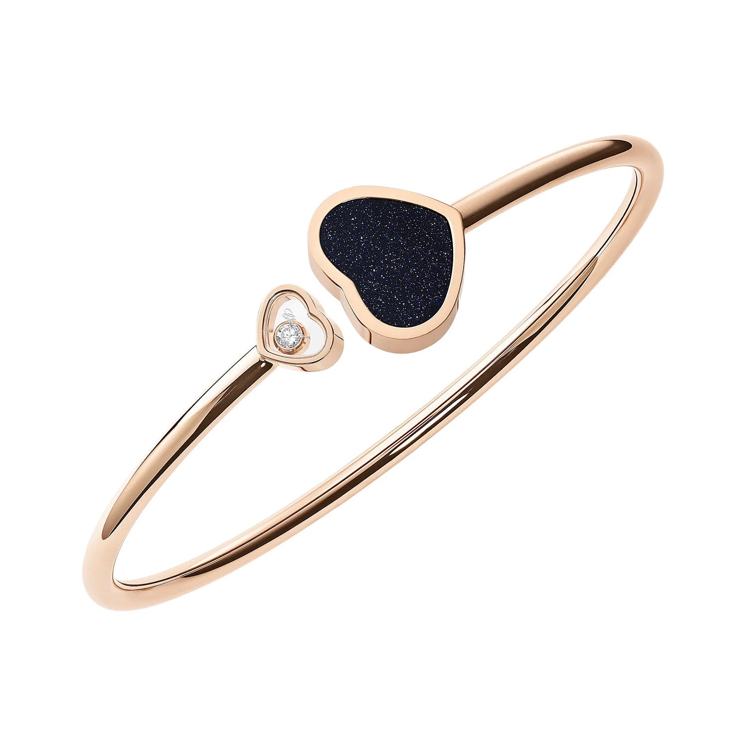 Chopard 18ct Rose Gold Happy Hearts Black Aventurine & Diamond Bangle - Berry's Jewellers