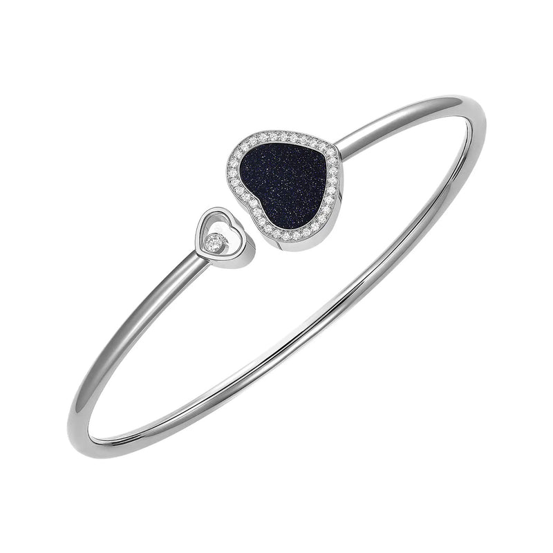 Chopard 18ct White Gold Happy Hearts Blue Aventurine & Diamond Set Bangle - Berry's Jewellers