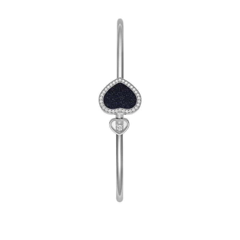 Chopard 18ct White Gold Happy Hearts Blue Aventurine & Diamond Set Bangle - Berry's Jewellers