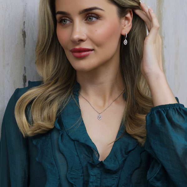 18ct White Gold Marquise Cut Diamond Drop Earrings