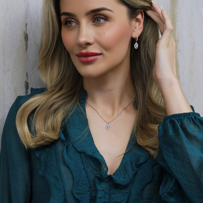 18ct White Gold Marquise Cut Diamond Drop Earrings