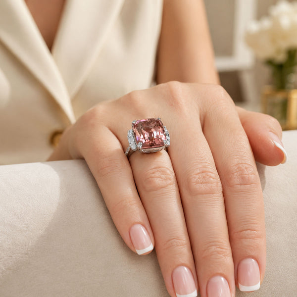 Platinum Pink Tourmaline And Diamond Ring