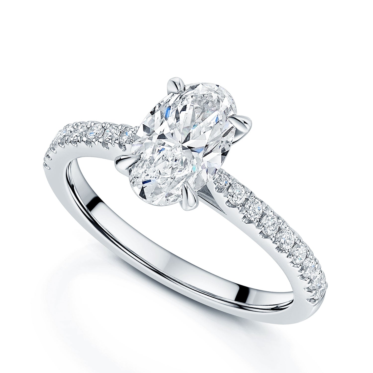 Berry's Platinum GIA Certified Oval Cut Diamond Ring With Diamond Set Shoulders - Berry's Jewellers