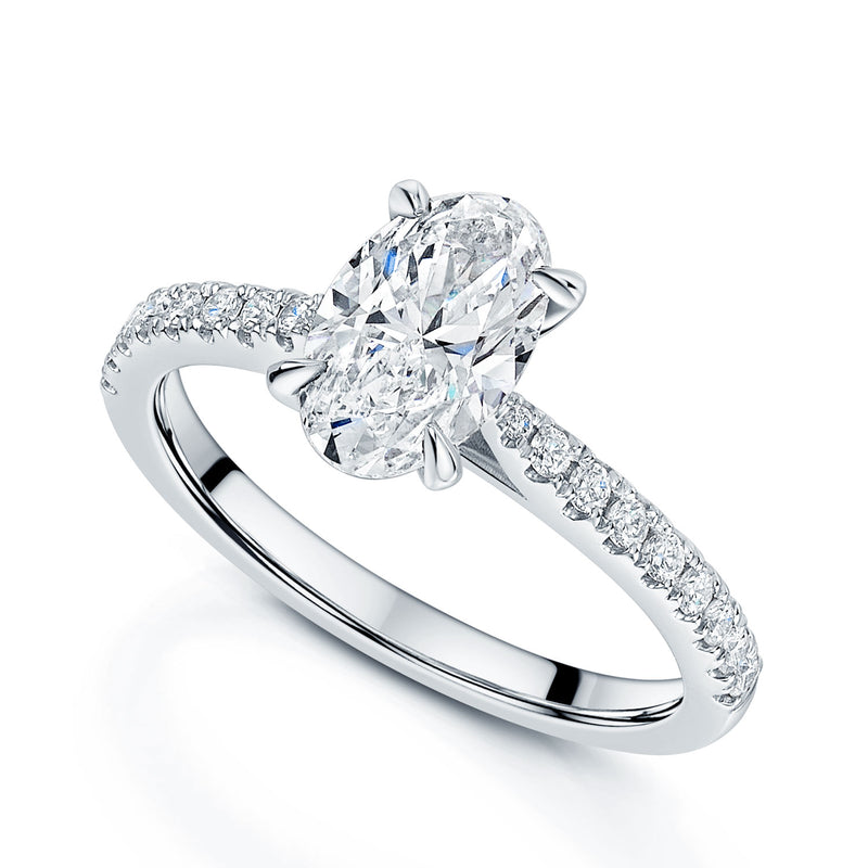 Berry's Platinum GIA Certified Oval Cut Diamond Ring With Diamond Set Shoulders - Berry's Jewellers
