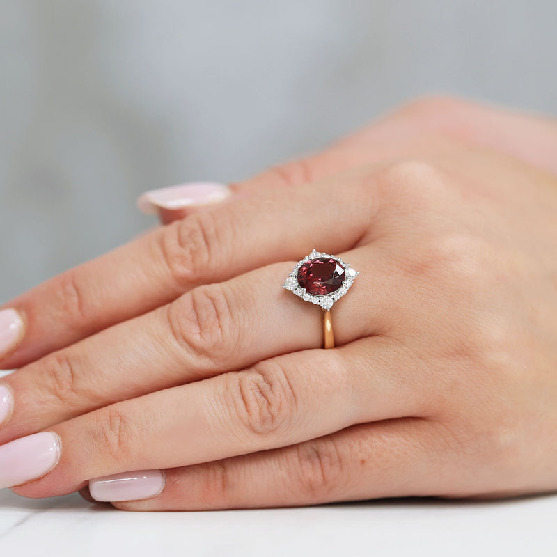 18ct Rose Gold Spinel And Diamond Cluster Ring