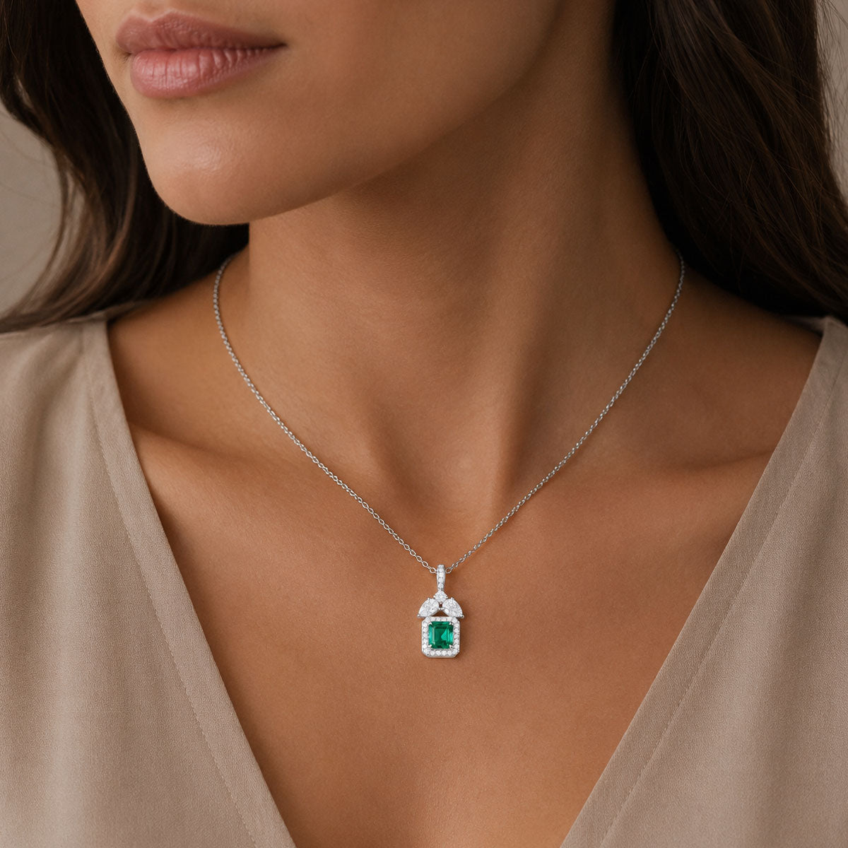 Berry's 18ct White Gold Emerald And Diamond Pendant - Berry's Jewellers