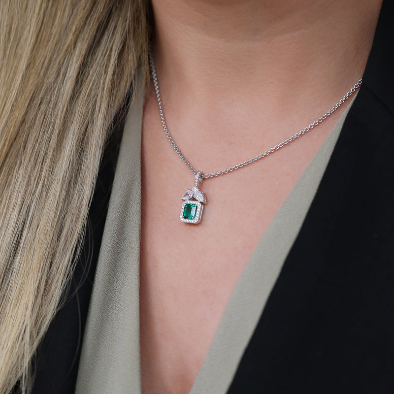Berry's 18ct White Gold Emerald And Diamond Pendant - Berry's Jewellers
