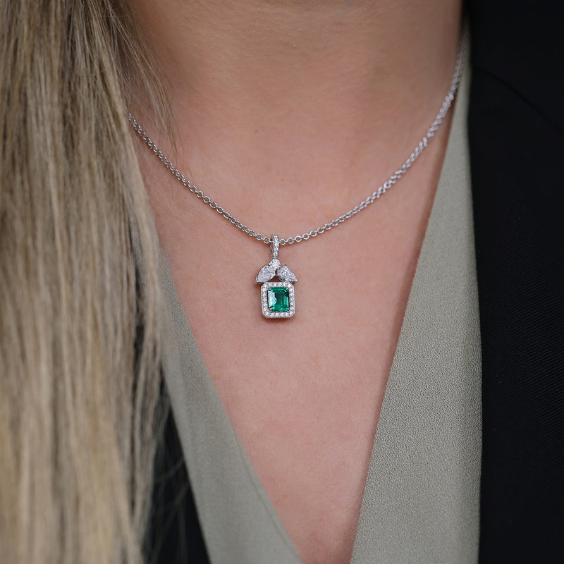 Berry's 18ct White Gold Emerald And Diamond Pendant - Berry's Jewellers