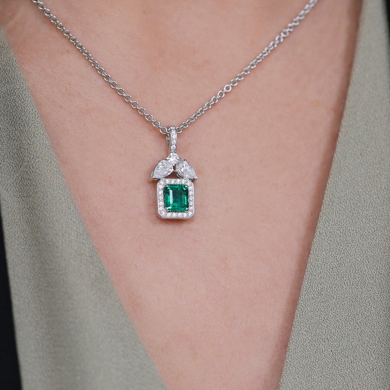 Berry's 18ct White Gold Emerald And Diamond Pendant - Berry's Jewellers