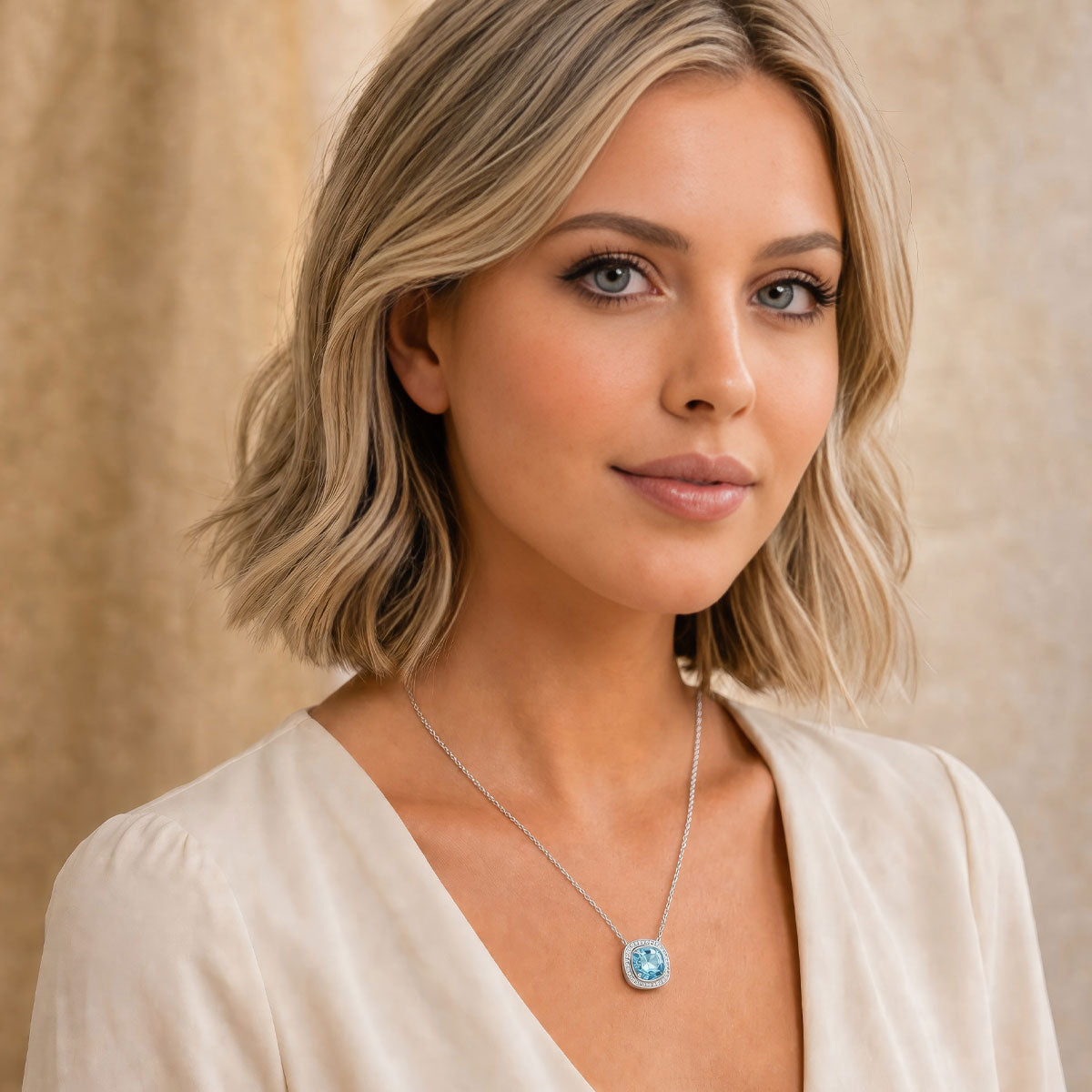 Berry's 18ct White Gold Aquamarine And Diamond Pendant - Berry's Jewellers
