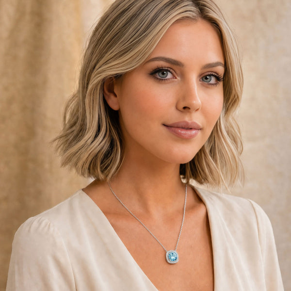 Berry's 18ct White Gold Aquamarine And Diamond Pendant - Berry's Jewellers