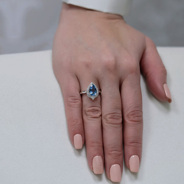 Berry's Platinum Aquamarine And Diamond Cluster Ring - Berry's Jewellers